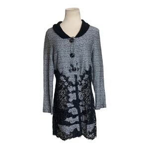 Nic-Zoe gray black lace button blazer size M